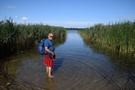 W Dąbrowie zajrzeliśmy na jedną z plaż, aby wymoczyć nogi. 